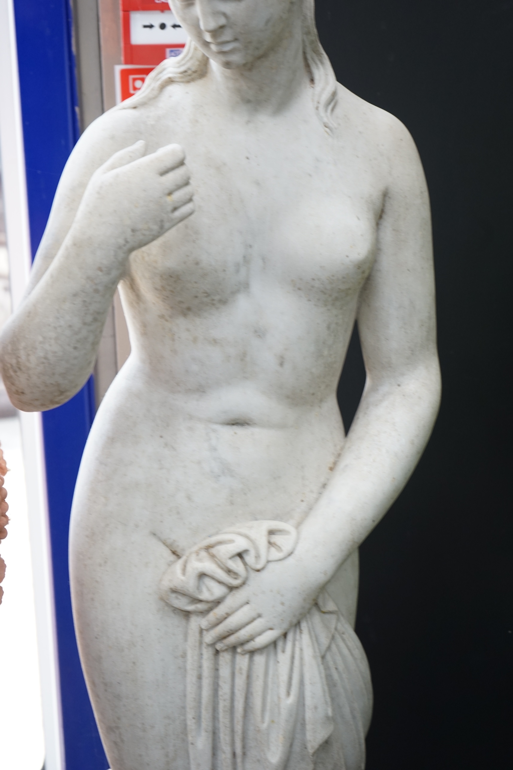 After the Antique. A large carved marble figure of Venus
